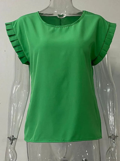 She Wears Glory™ — Radiant & Ready Ruffled Cap Sleeve Blouse - She Wears Glory Beverly Hills