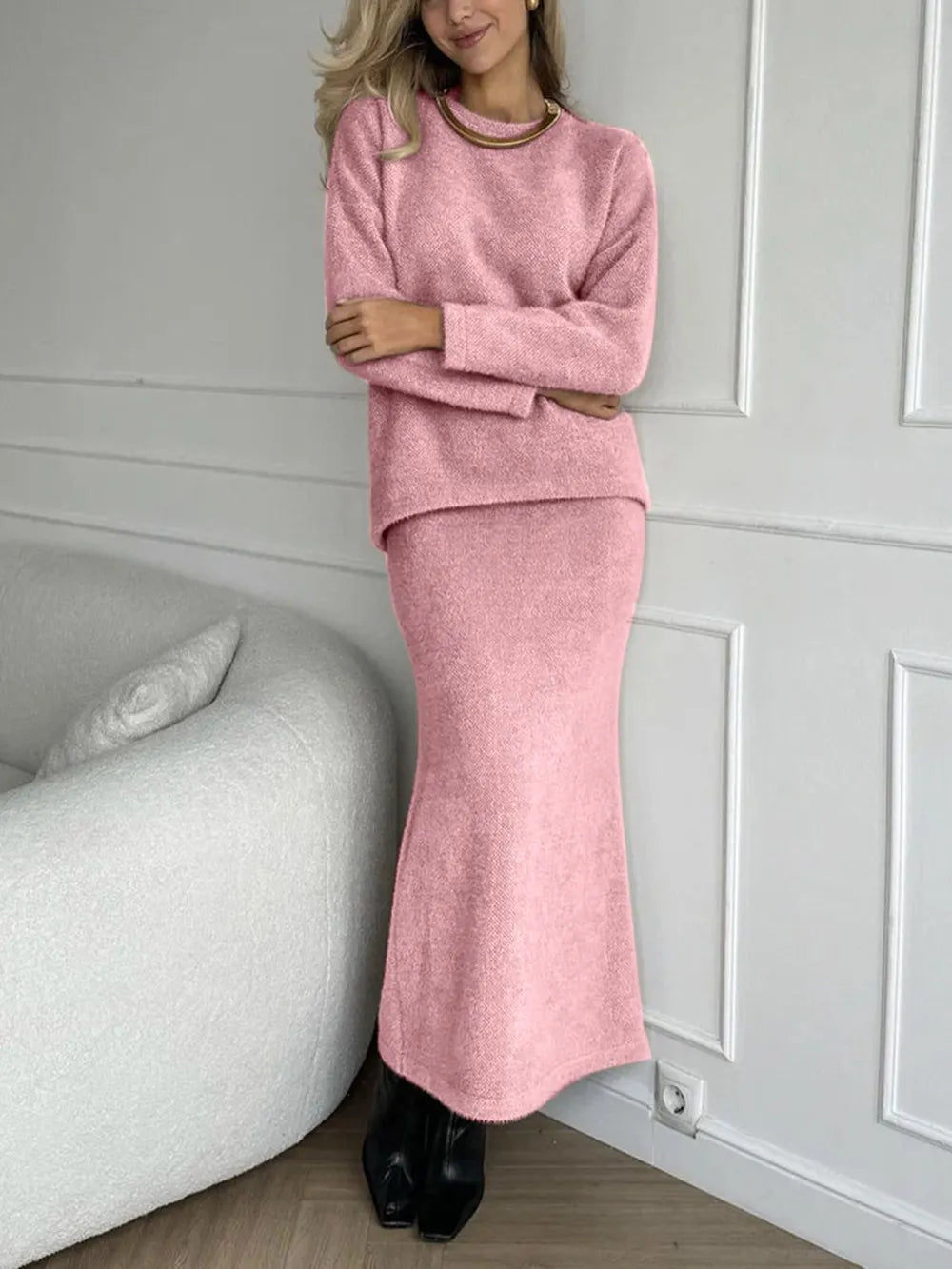 She Wears Glory™ Wrapped in Stillness Sweater Skirt Set - She Wears Glory Beverly Hills