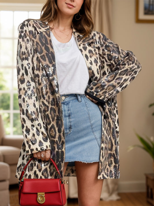 She Wears Glory “Marked by Majesty” Leopard Print Longline Blazer - She Wears Glory Beverly Hills