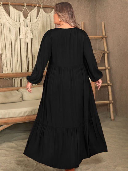 She Wears Glory™ “Crowned in Grace” Plus Size Ruffled V-Neck Dress - She Wears Glory Beverly Hills