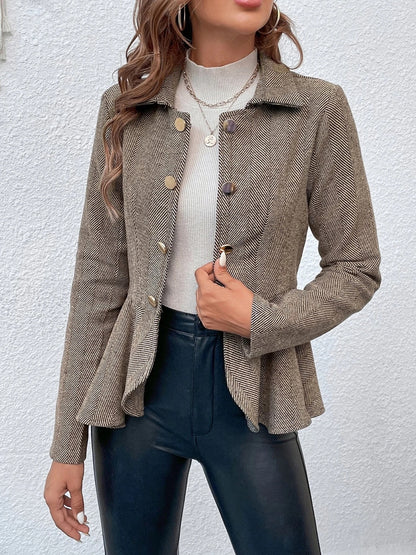 She Wears Glory “Crowned with Clarity” Ruffle Hem Collared Blazer - She Wears Glory Beverly Hills