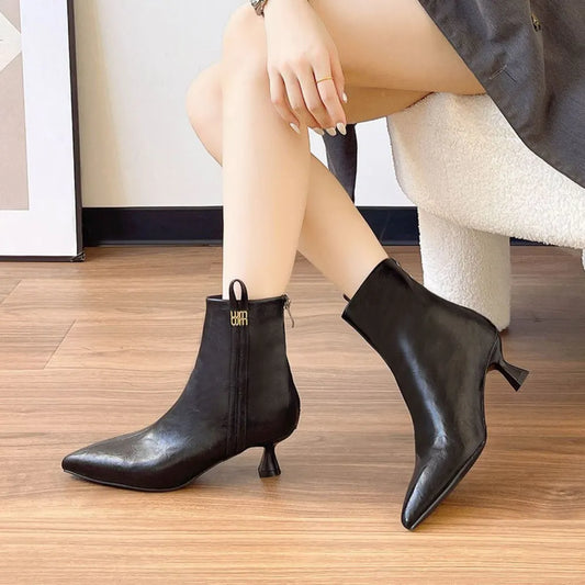 She Wears Glory™ Point Toe Kitten Heels Boots - She Wears Glory Beverly Hills