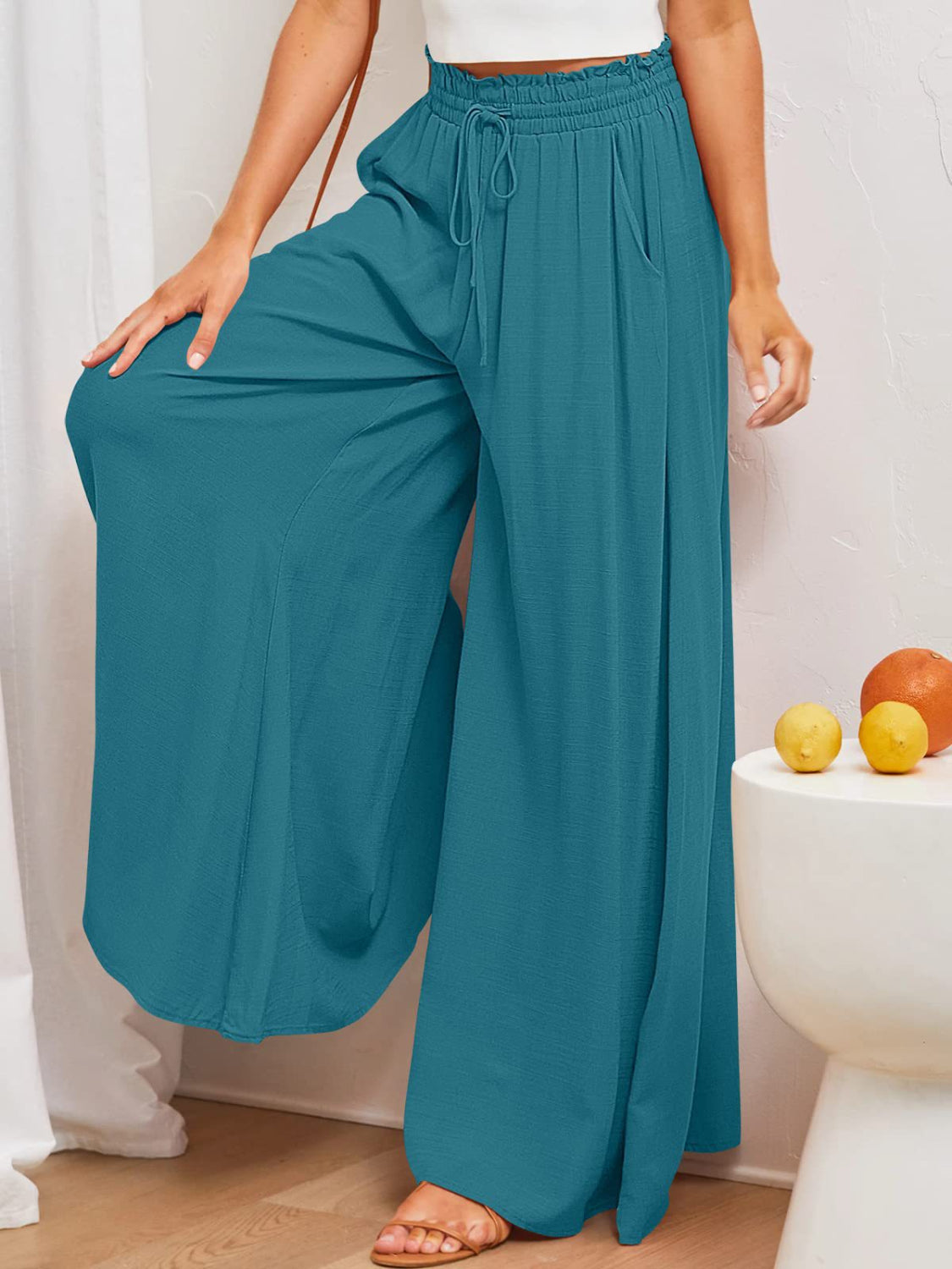 She Wears Glory™ “Grace in Motion” Wide Leg Pants with Pockets - She Wears Glory Beverly Hills