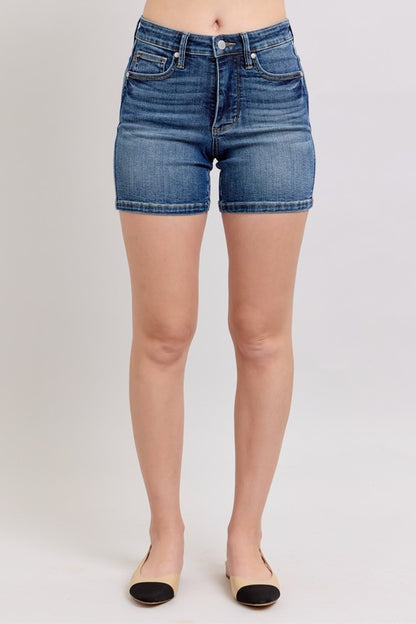 She Wears Glory™ High Waist Denim Shorts – Covered, Confident, and Called - She Wears Glory Beverly Hills