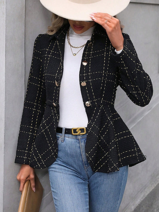 She Wears Glory “Crowned with Clarity” Ruffle Hem Collared Blazer - She Wears Glory Beverly Hills