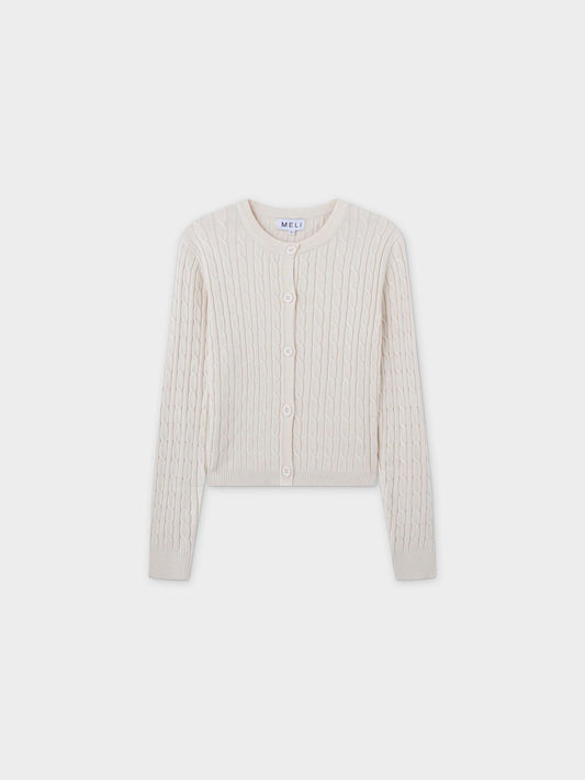 Cable Knit Crew Cardigan-Ivory-0