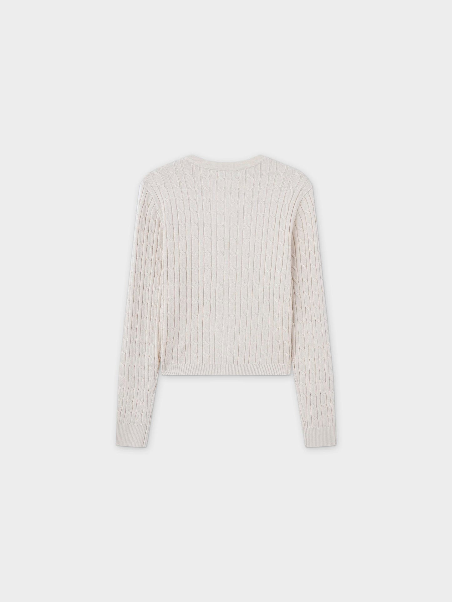 Cable Knit Crew Cardigan-Ivory-1