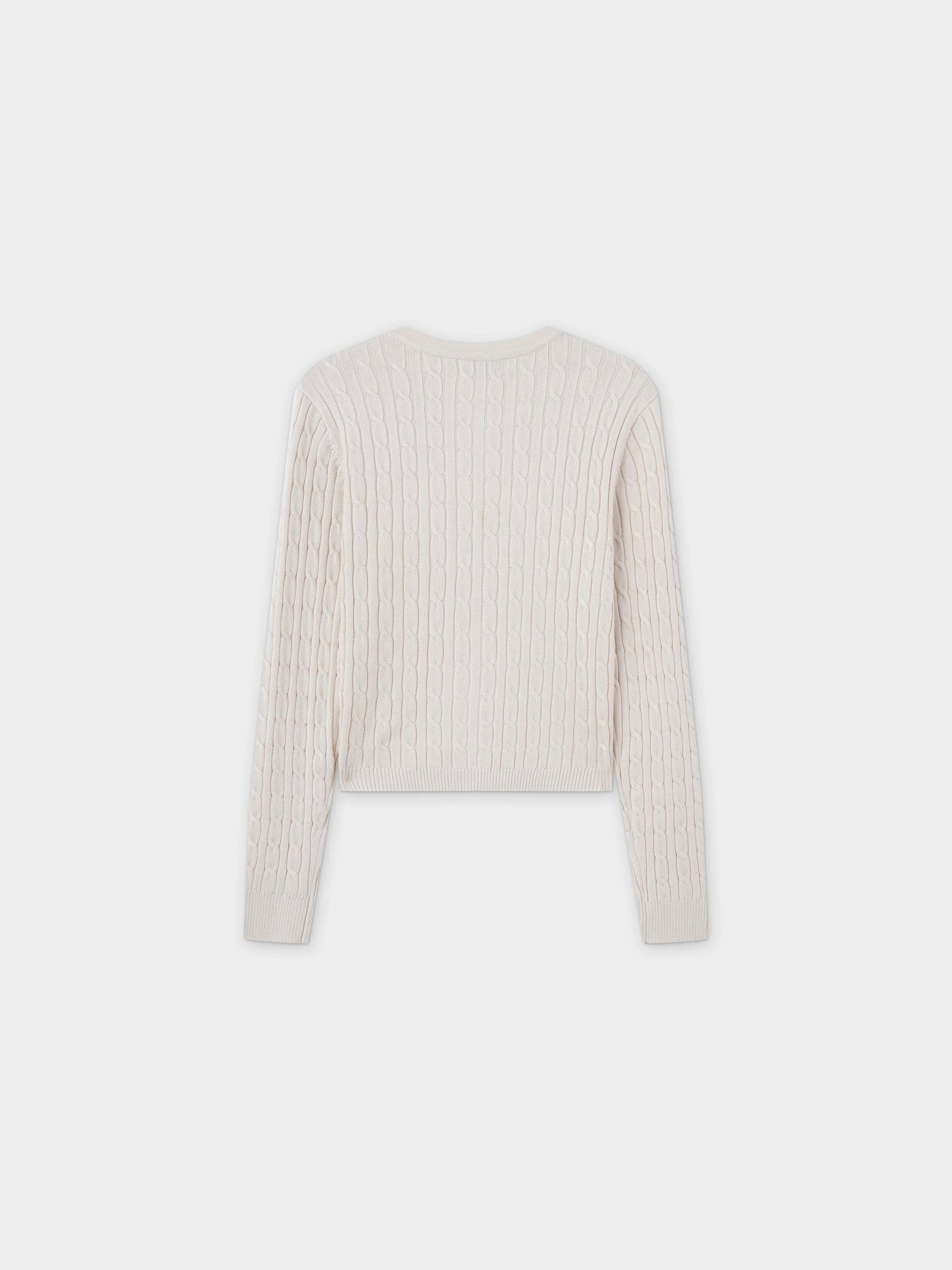 Cable Knit Crew Cardigan-Ivory-1