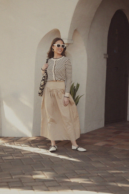 Yoke Ruffle Skirt-Tan-3