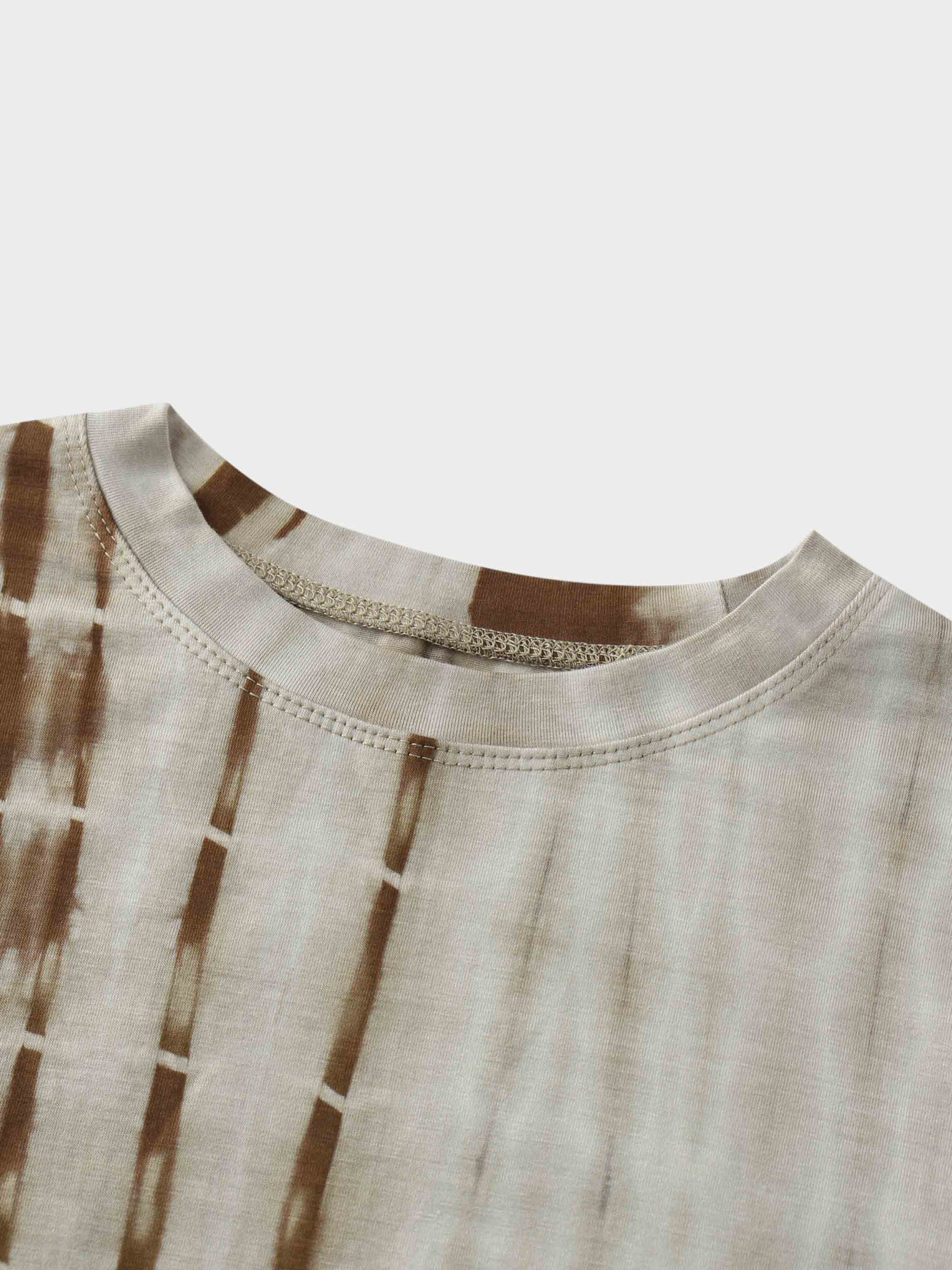 Tie Dye Crew Neck T-Shirt-Olive-3