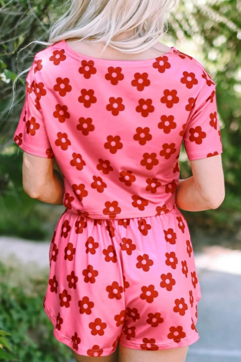 She Wears Glory™ Floral Cropped Tee and Shorts Lounge Set - She Wears Glory Beverly Hills
