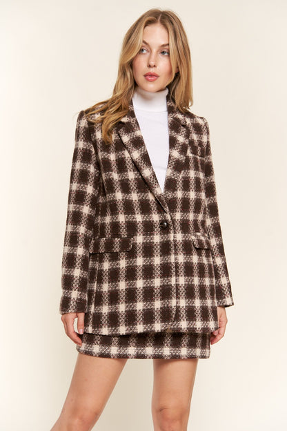 She Wears Glory “Rooted in Royalty” Plaid One-Button Blazer - She Wears Glory Beverly Hills