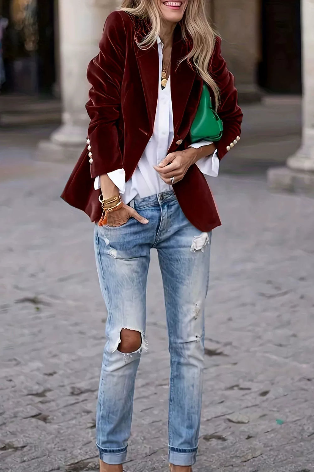 She Wears Glory “Steadfast & Set Apart” Lapel Collar One-Button Blazer - She Wears Glory Beverly Hills