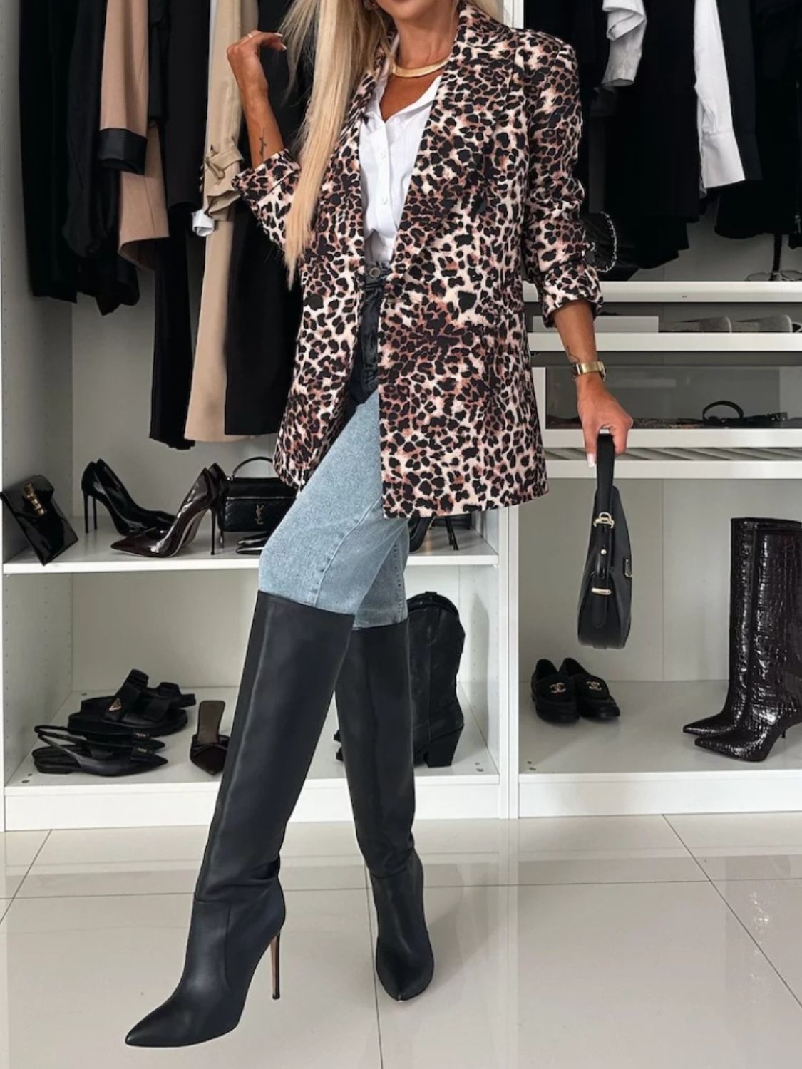 She Wears Glory “Roar of Righteousness” Animal Print Long Sleeve Blazer - She Wears Glory Beverly Hills