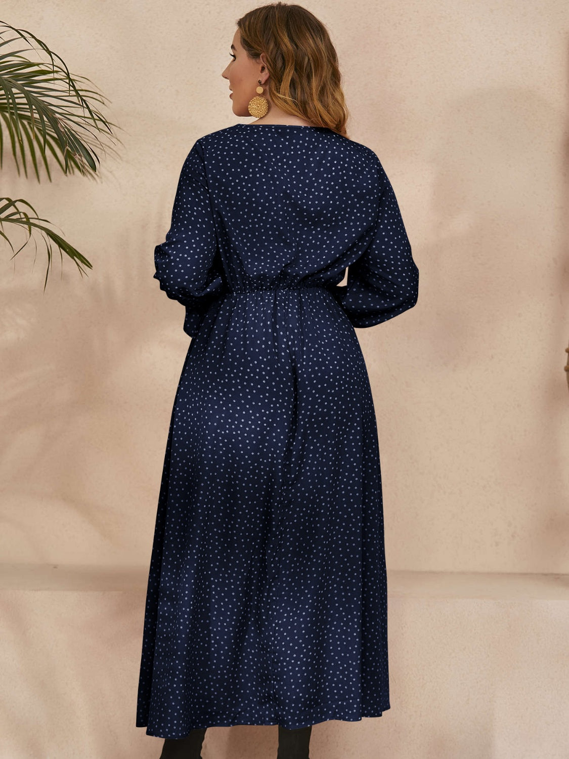 She Wears Glory™ “Heaven’s Embrace” Plus Size Ruffled Polka Dot Midi Dress - She Wears Glory Beverly Hills