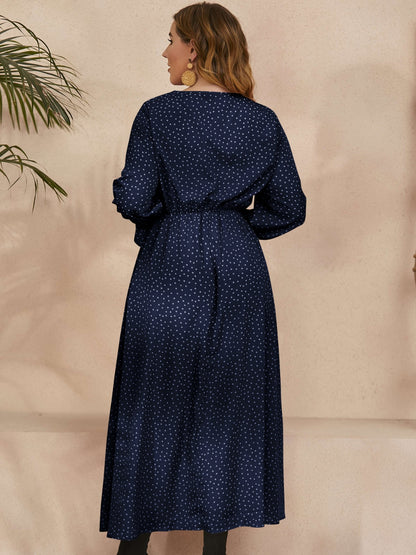 She Wears Glory™ “Heaven’s Embrace” Plus Size Ruffled Polka Dot Midi Dress - She Wears Glory Beverly Hills