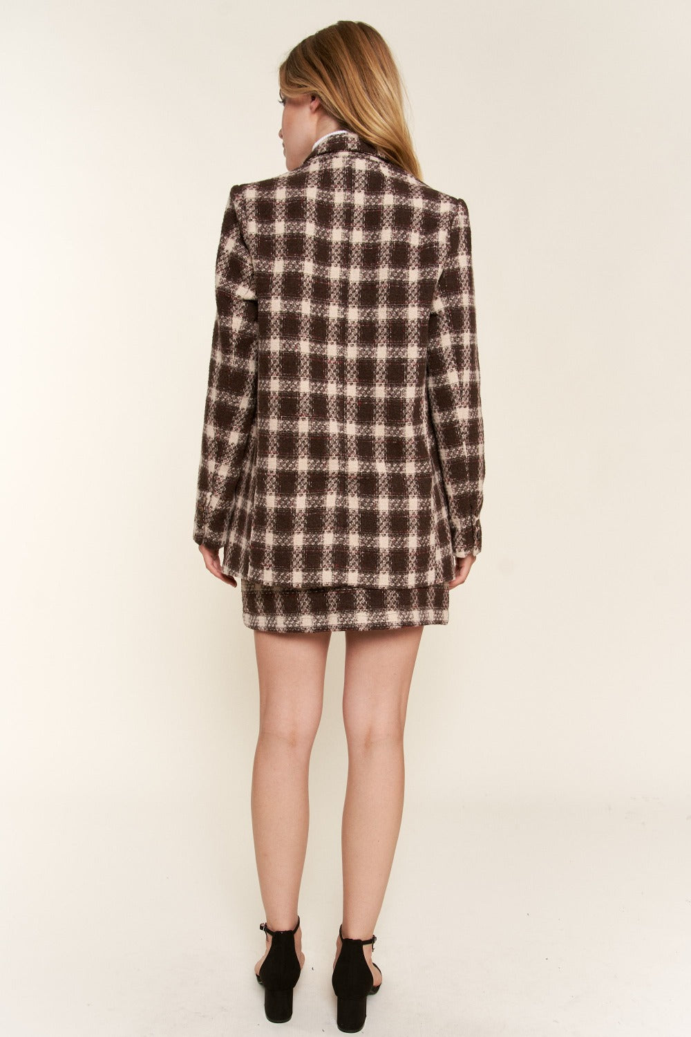 She Wears Glory “Rooted in Royalty” Plaid One-Button Blazer - She Wears Glory Beverly Hills