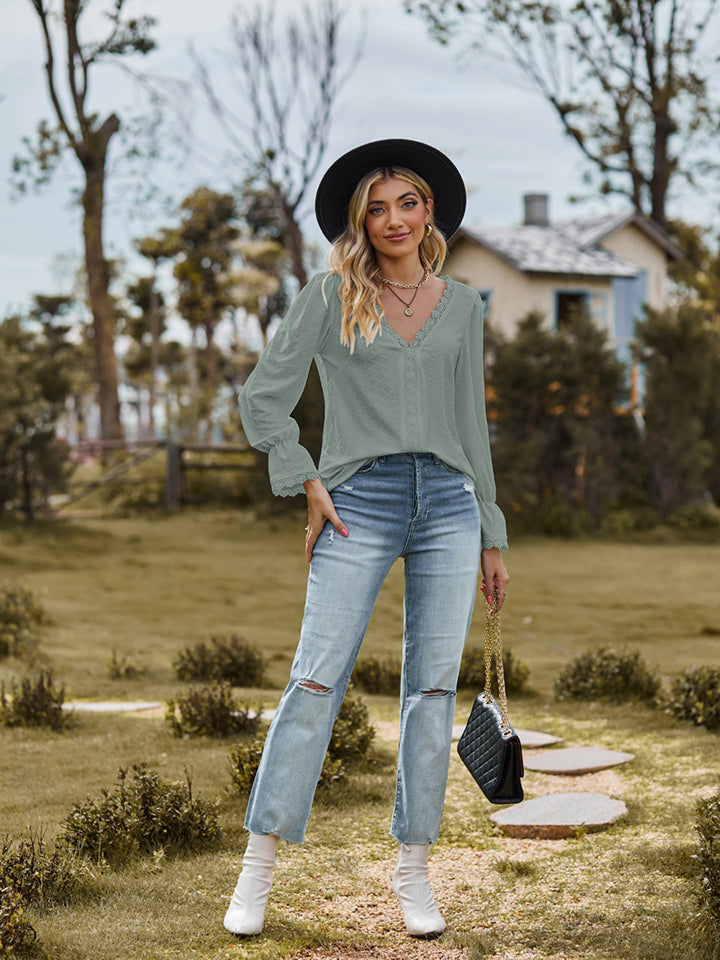She Wears Glory™ — Adorned in Honor Lace Flounce Blouse - She Wears Glory Beverly Hills