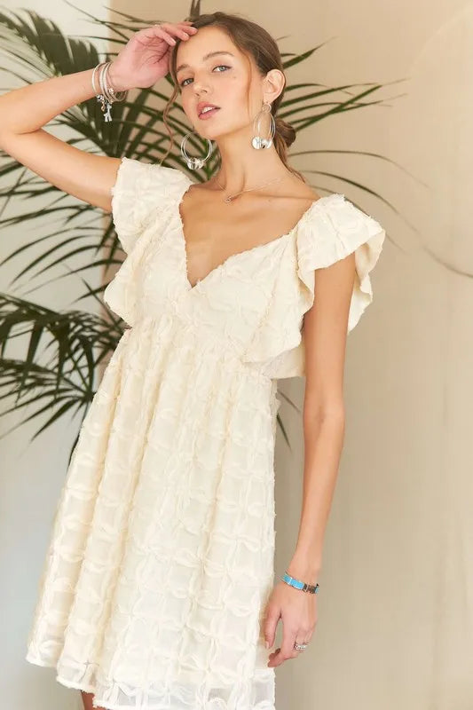 She Wears Glory™ Tie Back V-Neck Ruffle Sleeve Dress - She Wears Glory Beverly Hills