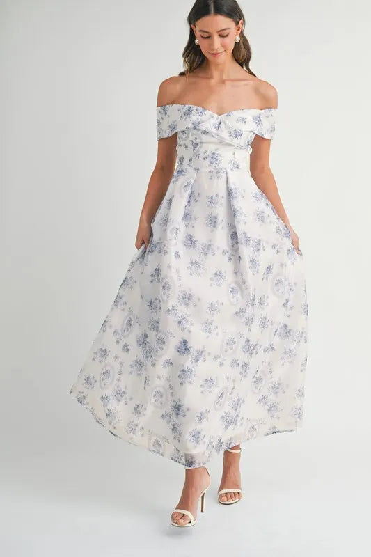 She Wears Glory Floral Printed Off Shoulder Maxi Dress - She Wears Glory Beverly Hills