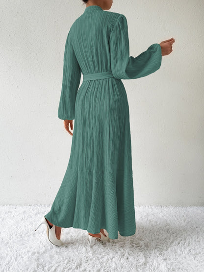 She Wears Glory™ “Honeyed Honor” Tie Waist Long Sleeve Dress - She Wears Glory Beverly Hills