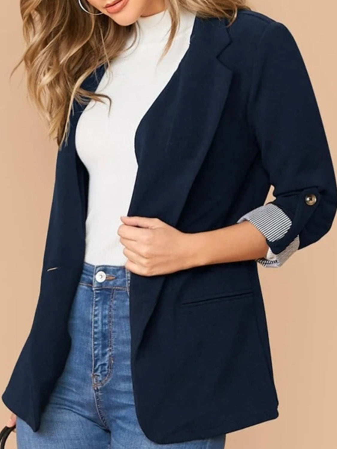 She Wears Glory “Walking in Wisdom” Roll-Tab Sleeve Blazer - She Wears Glory Beverly Hills