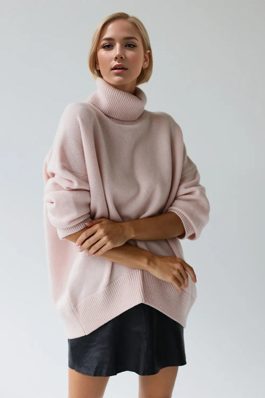 She Wears Glory™ Turtleneck Dropped Shoulder Long Sleeve Sweater - She Wears Glory Beverly Hills