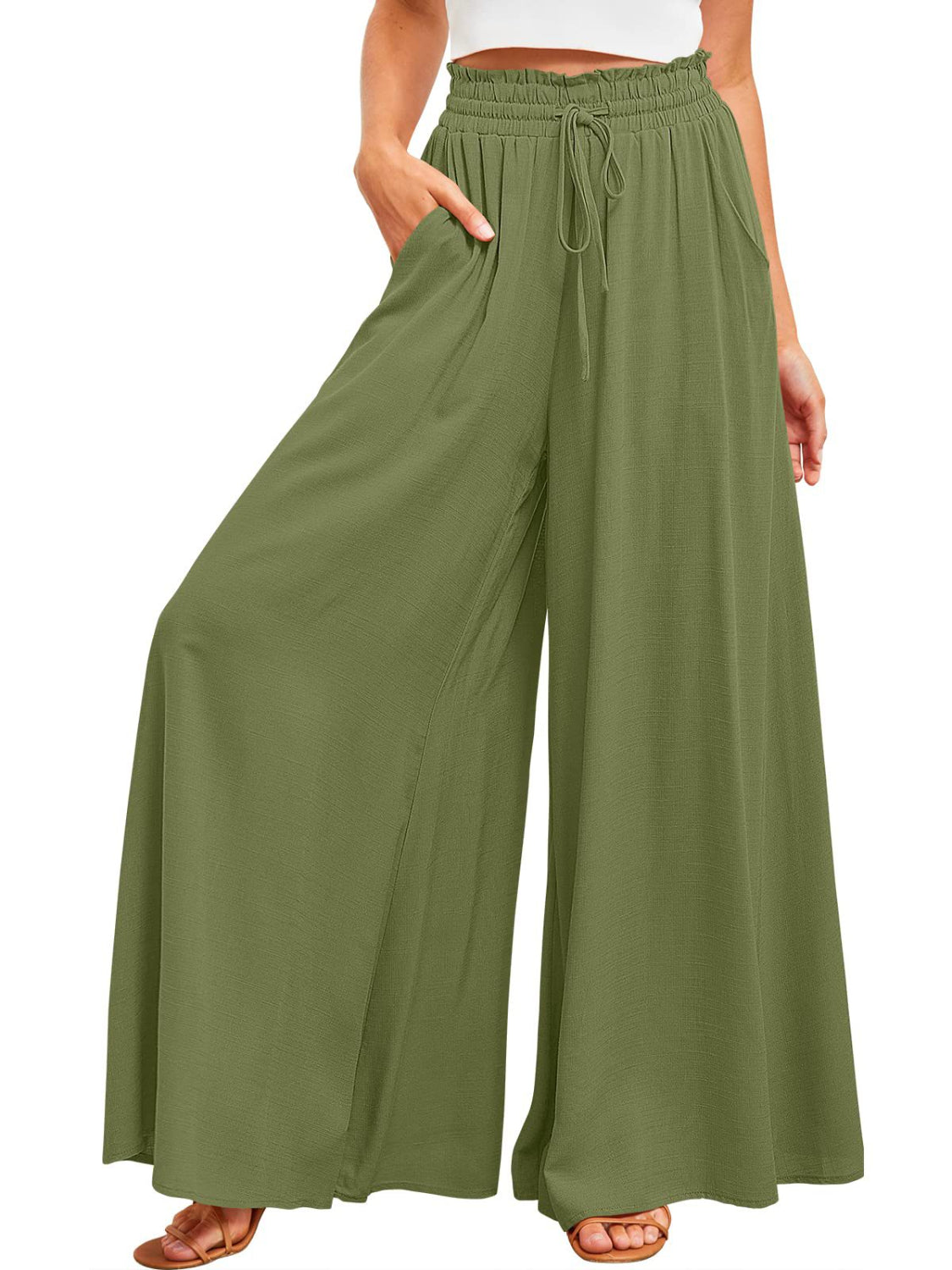 She Wears Glory™ “Grace in Motion” Wide Leg Pants with Pockets - She Wears Glory Beverly Hills