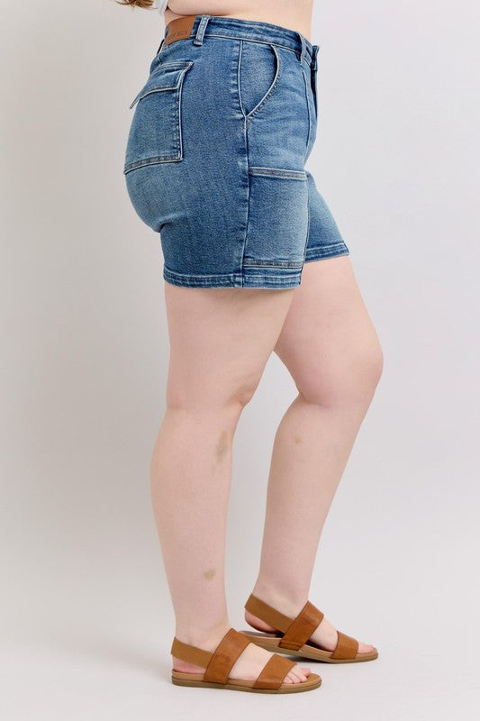 She Wears Glory™ “Sanctified Strength” High Rise Denim Shorts - She Wears Glory Beverly Hills
