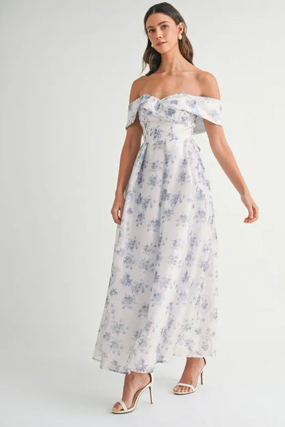 She Wears Glory Floral Printed Off Shoulder Maxi Dress - She Wears Glory Beverly Hills