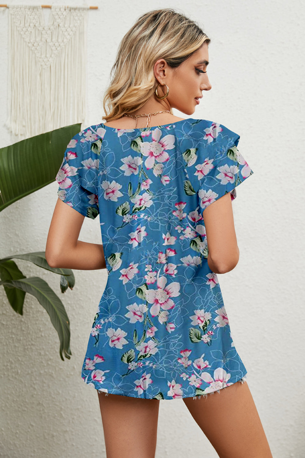 She Wears Glory™ — Abide in Grace V-Neck Short Sleeve Blouse - She Wears Glory Beverly Hills