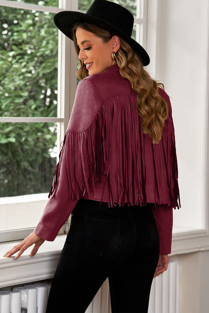 She Wears Glory “Set Apart” Fringe Trim Cropped Blazer - She Wears Glory Beverly Hills
