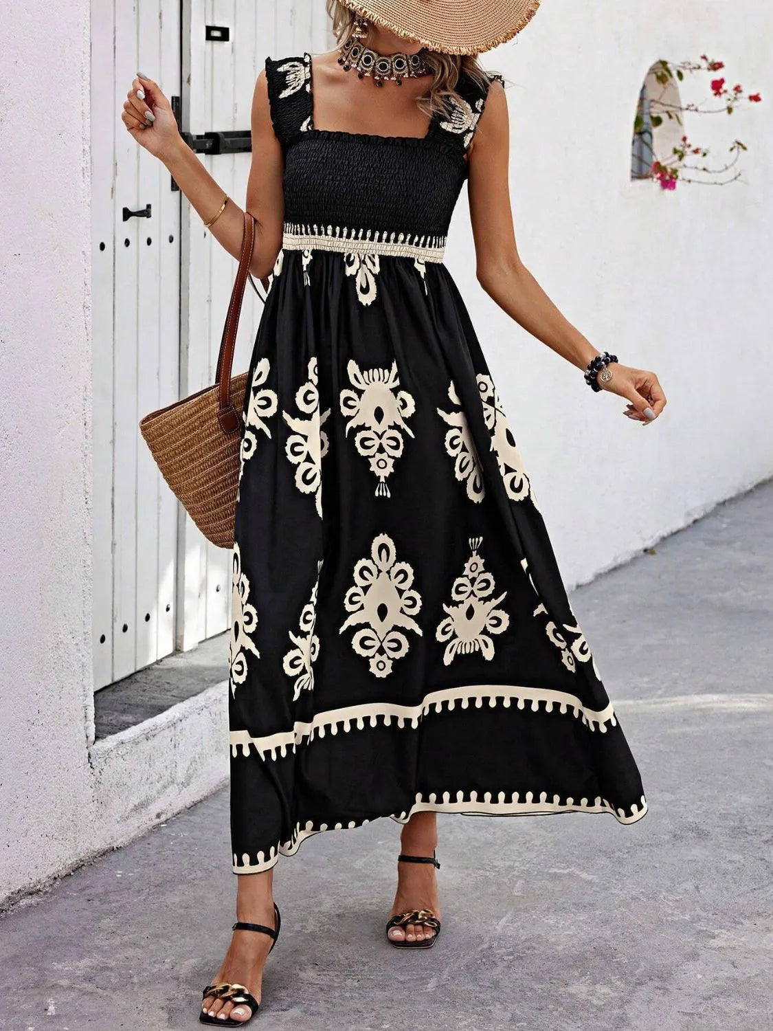 She Wears Glory “Clothed in Praise” Smocked Wide Strap Maxi Dress - She Wears Glory Beverly Hills