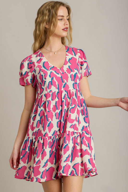 She Wears Glory™ – The Breakthrough Dress (Abstract Pleated Tiered Plus Size V-Neck Dress) - She Wears Glory Beverly Hills