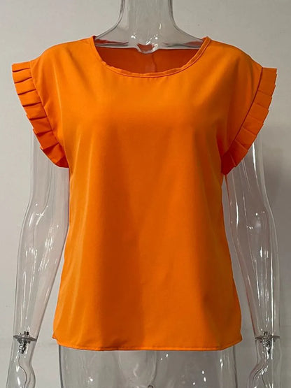 She Wears Glory™ — Radiant & Ready Ruffled Cap Sleeve Blouse - She Wears Glory Beverly Hills
