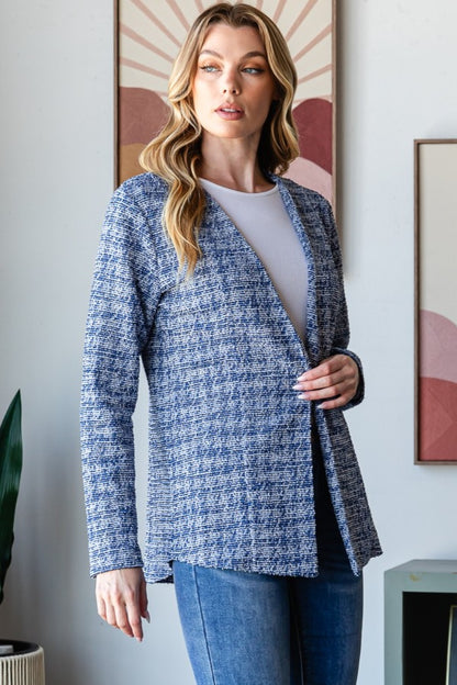 She Wears Glory “Virtue in Vogue” Houndstooth Tweed Open Front Blazer – Full Size - She Wears Glory Beverly Hills