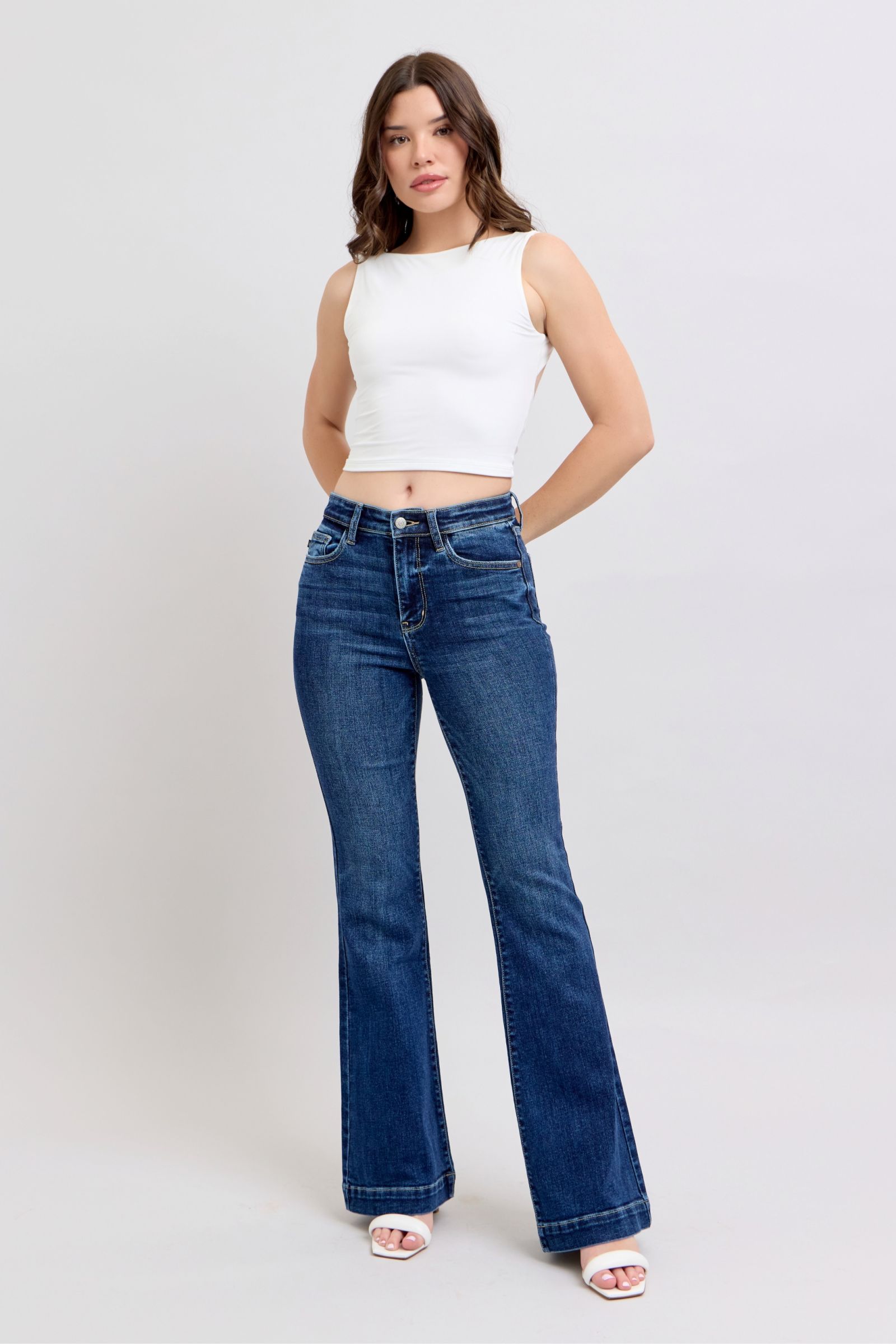 She Wears Glory™ “Covenant Confidence” High-Rise Flare Jeans with Pockets - She Wears Glory Beverly Hills