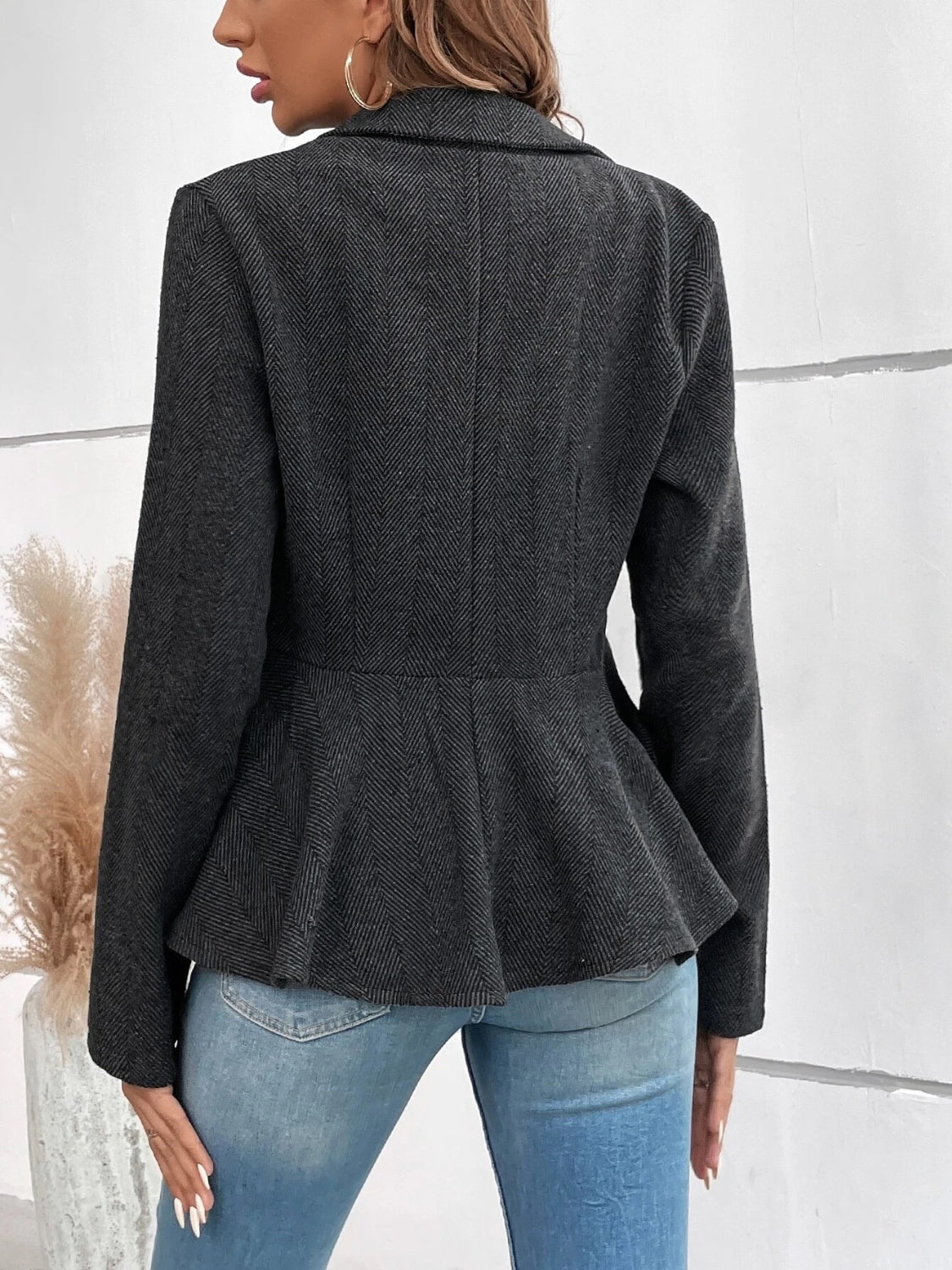 She Wears Glory “Crowned with Clarity” Ruffle Hem Collared Blazer - She Wears Glory Beverly Hills
