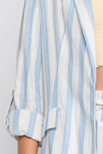 She Wears Glory “Lined with Purpose” Linen Striped Blazer - She Wears Glory Beverly Hills