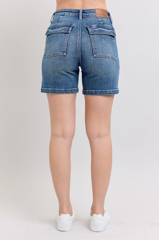 She Wears Glory™ “Sanctified Strength” High Rise Denim Shorts - She Wears Glory Beverly Hills