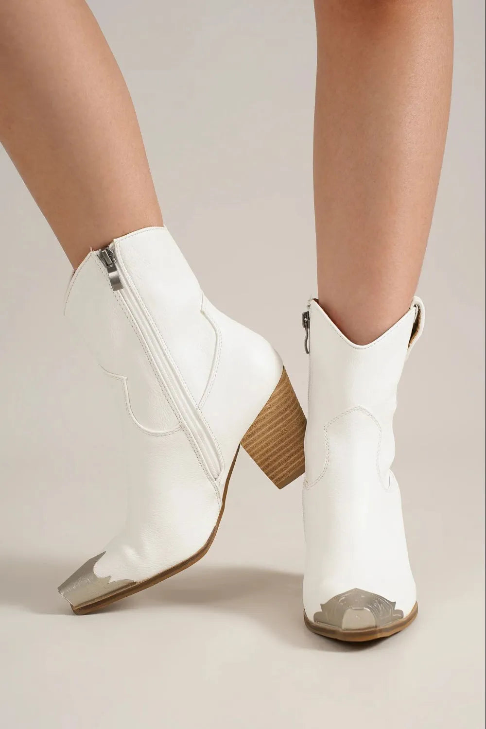 She Wears Glory™ Esther’s Stand Metal Toe Block Heel Boots - She Wears Glory Beverly Hills