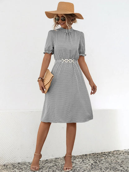 She Wears Glory “Hadassah” Mock Neck Flounce Sleeve Dress - She Wears Glory Beverly Hills