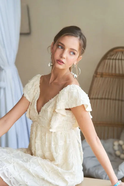 She Wears Glory™ Tie Back V-Neck Ruffle Sleeve Dress - She Wears Glory Beverly Hills