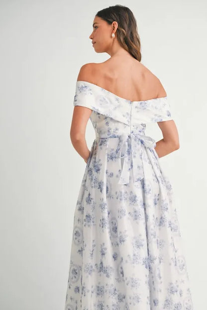 She Wears Glory Floral Printed Off Shoulder Maxi Dress - She Wears Glory Beverly Hills