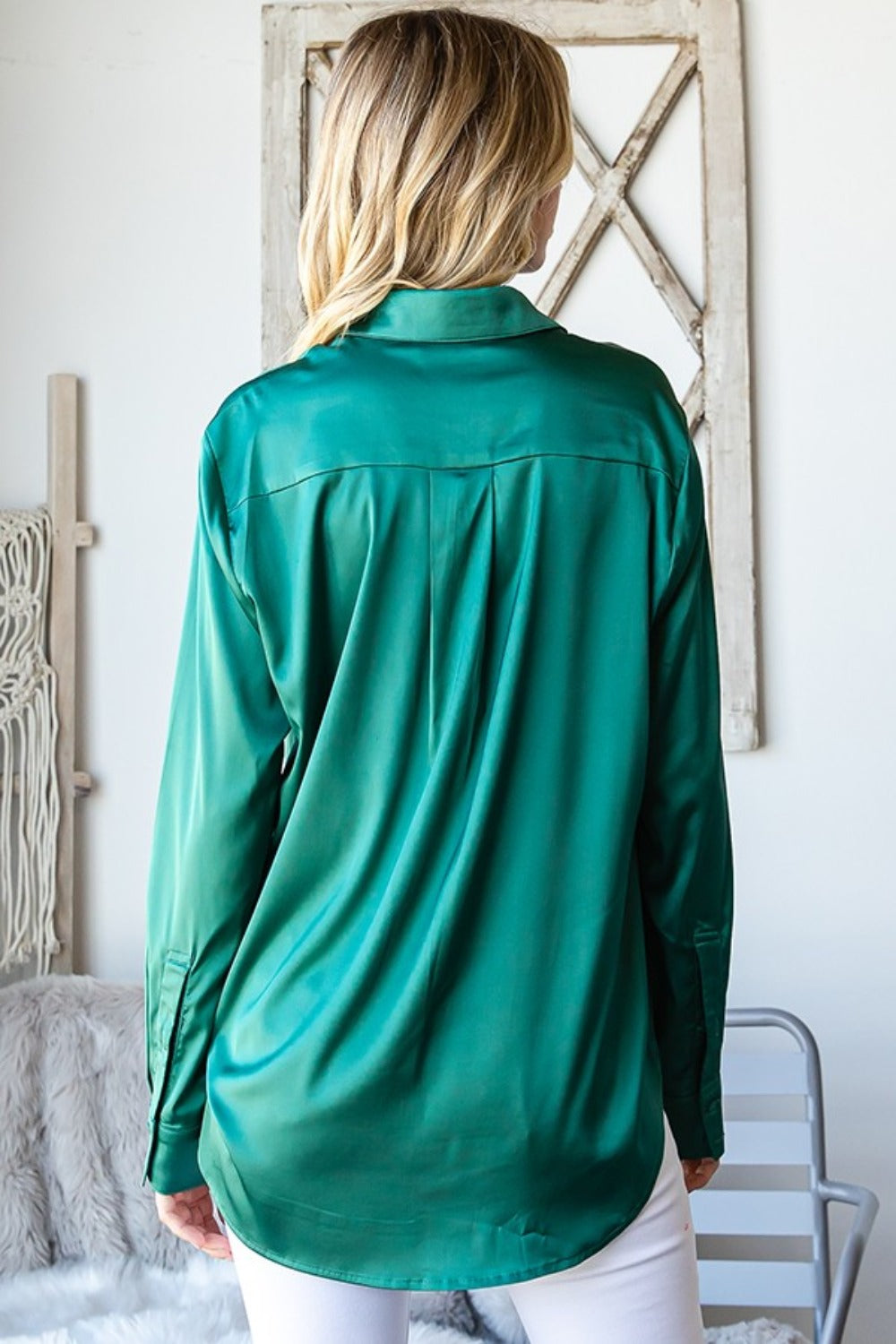 She Wears Glory™ – The Anointed Order Shirt (Satin Long Sleeve Button Down) - She Wears Glory Beverly Hills