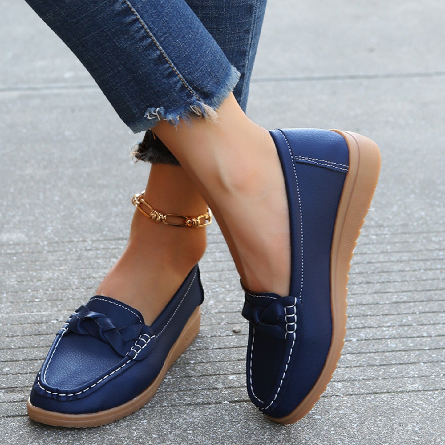 She Wears Glory™ — Divine Weave Wedge Heeled Loafers - She Wears Glory Beverly Hills