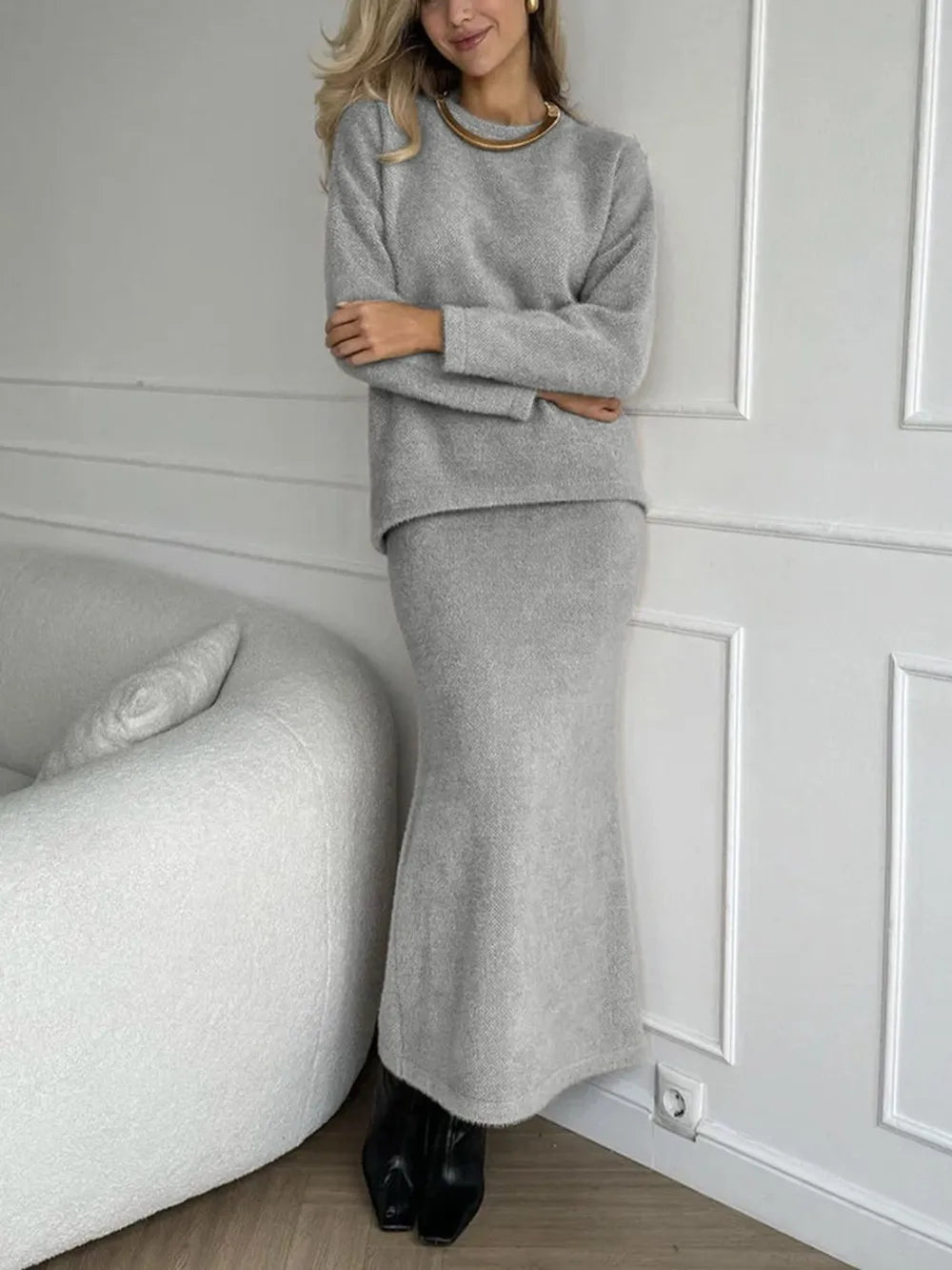 She Wears Glory™ Wrapped in Stillness Sweater Skirt Set - She Wears Glory Beverly Hills
