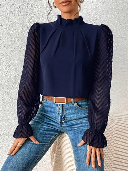 She Wears Glory™ — Crowned in Grace Flounce Sleeve Blouse - She Wears Glory Beverly Hills