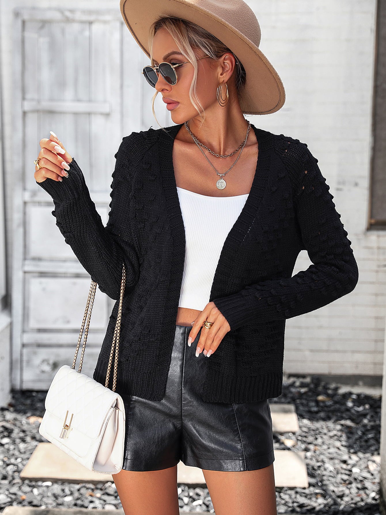 She Wears Glory “Martha” Open Front Ribbed Cardigan - She Wears Glory Beverly Hills