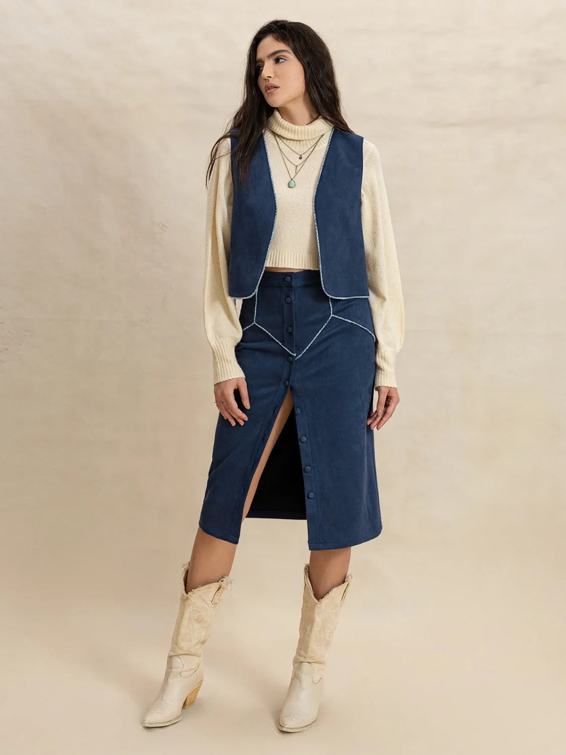 She Wears Glory™ Virtuous Authority Vest & Skirt Set - She Wears Glory Beverly Hills